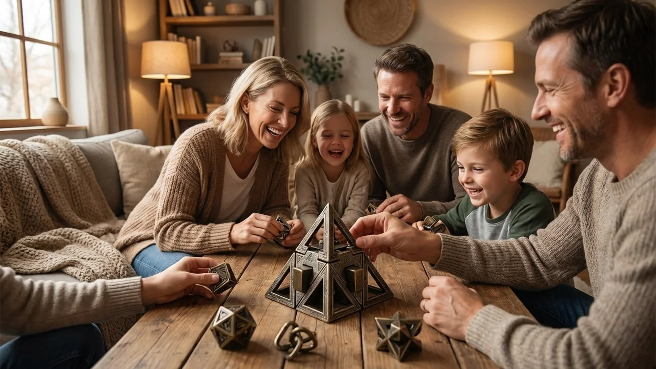 Cast Metal Pyramid Cage — Expert 8-Piece Interlocking Puzzle - 6