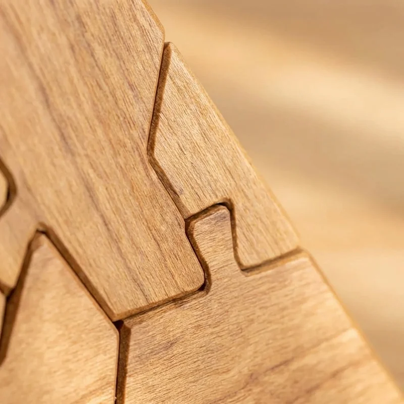 Wooden Pyramid Puzzle — Medium 4-Piece Tetrahedron Brain Teaser - 3
