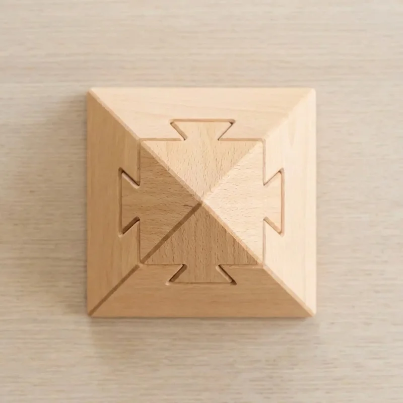 Wooden Pyramid Puzzle — Easy 3-Piece Kids Brain Teaser - 2