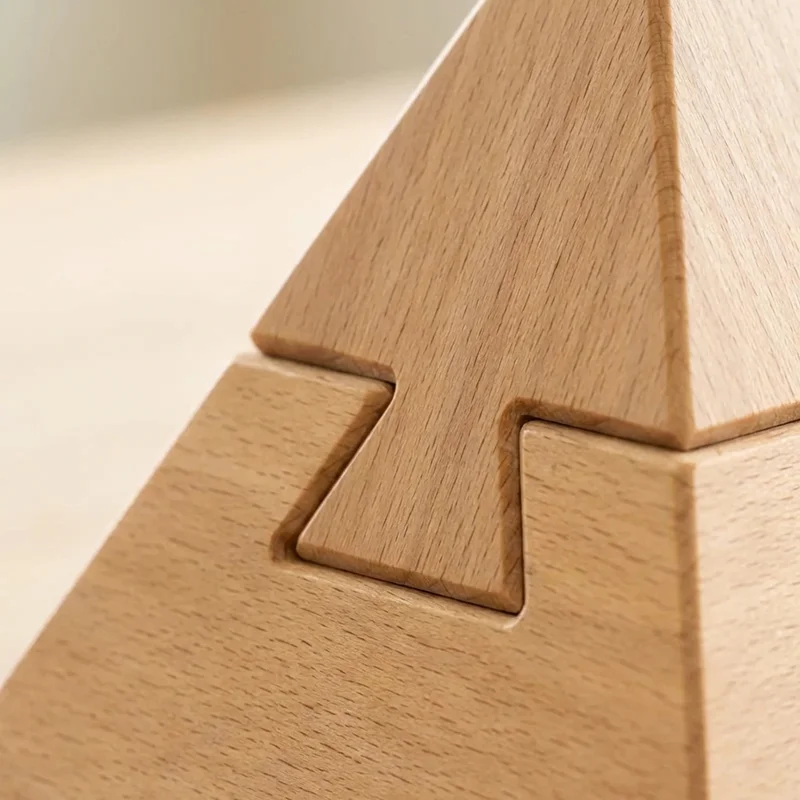 Wooden Pyramid Puzzle — Easy 3-Piece Kids Brain Teaser - 3