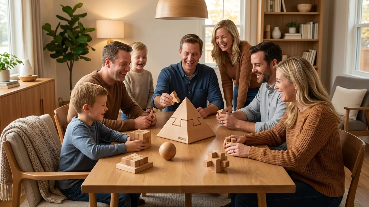Wooden Pyramid Puzzle — Easy 3-Piece Kids Brain Teaser - 6