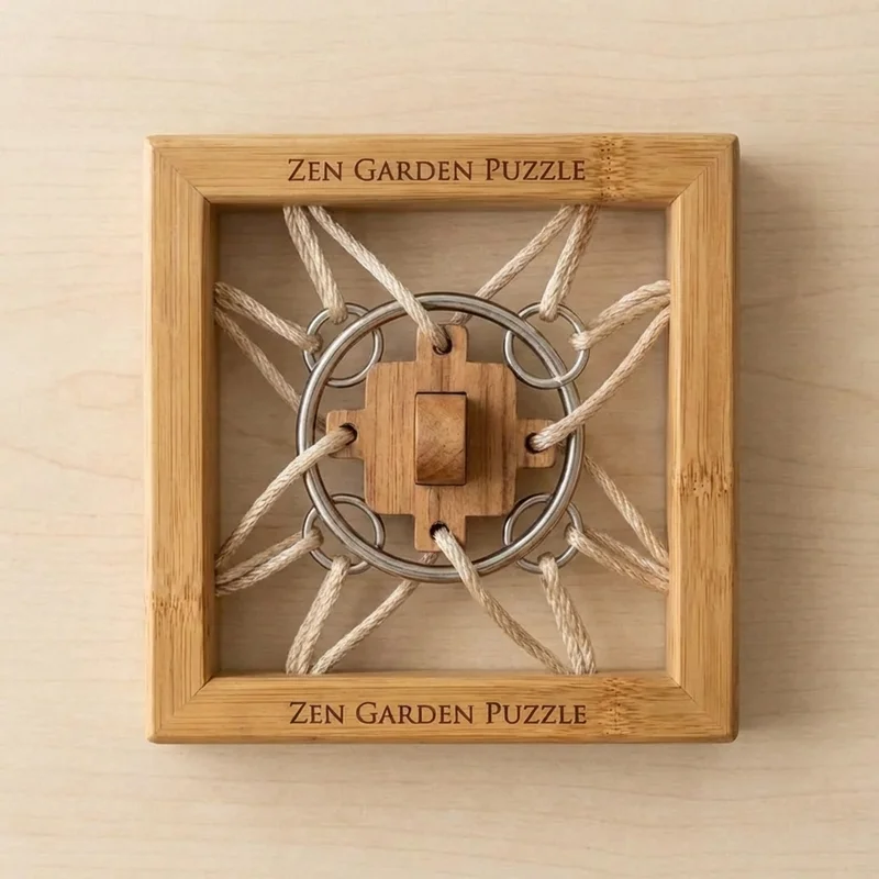Zen Garden Rope Puzzle — Easy Bamboo & Silk Cord Meditation Teaser - 2