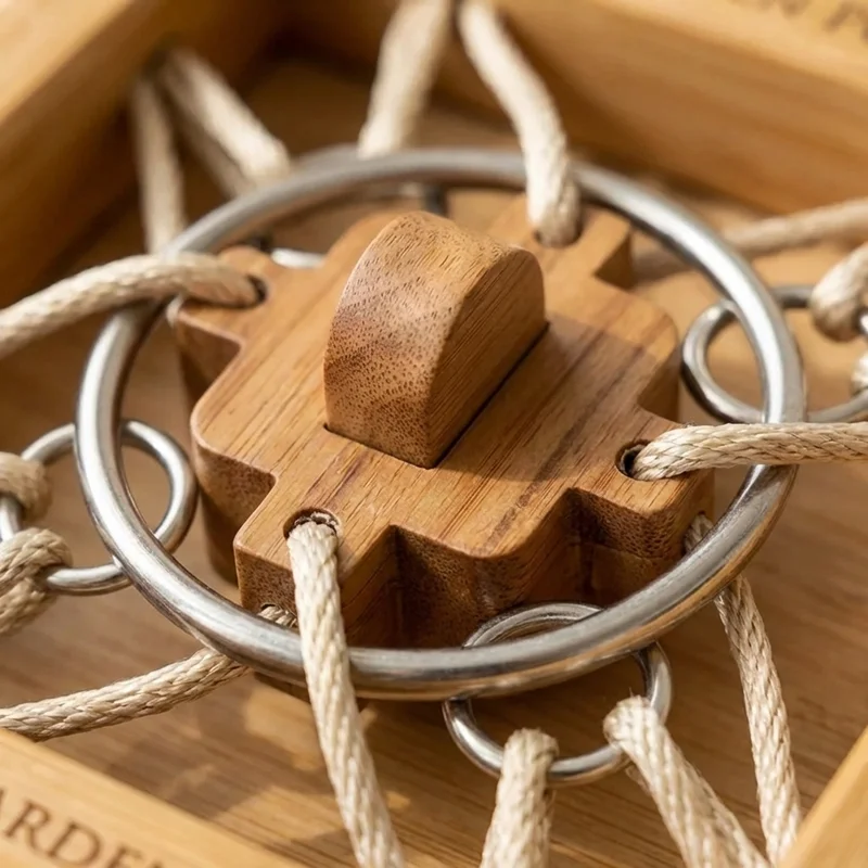 Zen Garden Rope Puzzle — Easy Bamboo & Silk Cord Meditation Teaser - 3