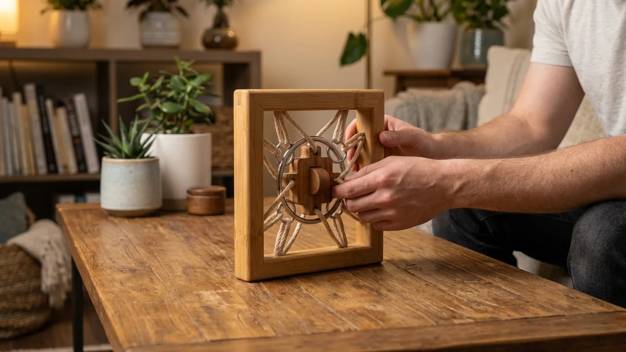 Zen Garden Rope Puzzle — Easy Bamboo & Silk Cord Meditation Teaser - 5