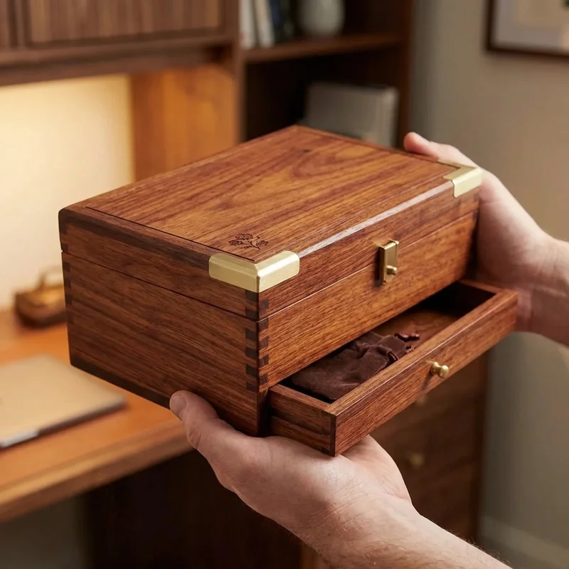 Rosewood Secret Compartment Box — Hard Hidden Treasure for Her - 4