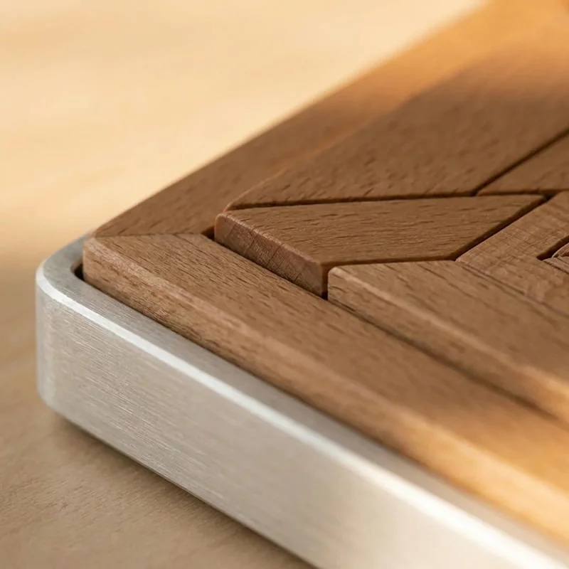 Hardwood Square Mosaic Puzzle — Medium Geometric Pattern - 3