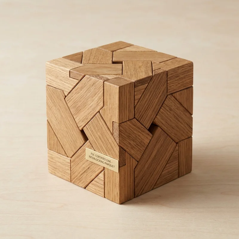Oak Parquet Square Puzzle — Hard Interlocking Design - 1