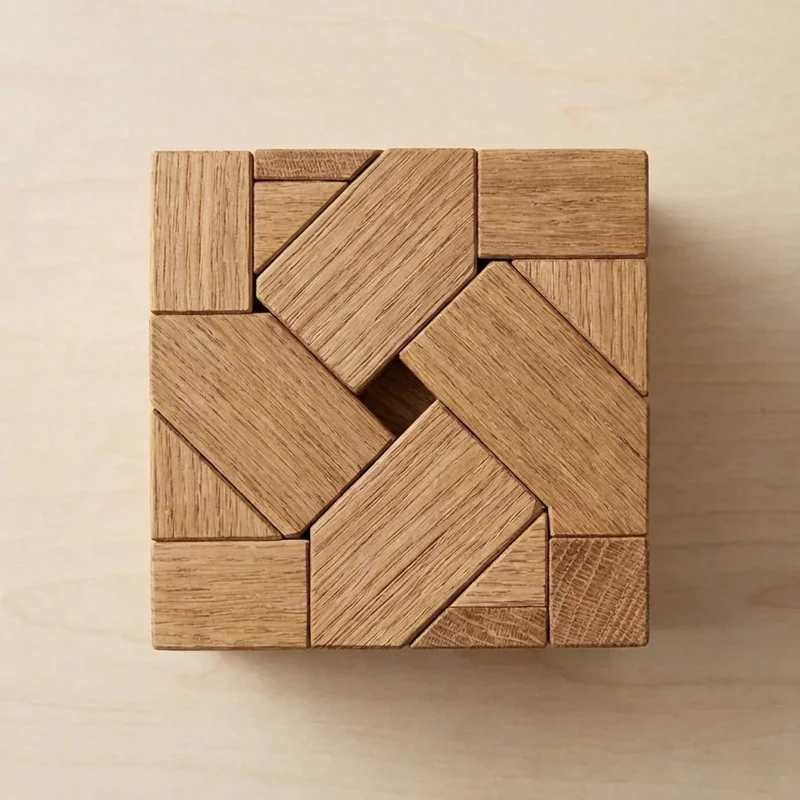 Oak Parquet Square Puzzle — Hard Interlocking Design - 2
