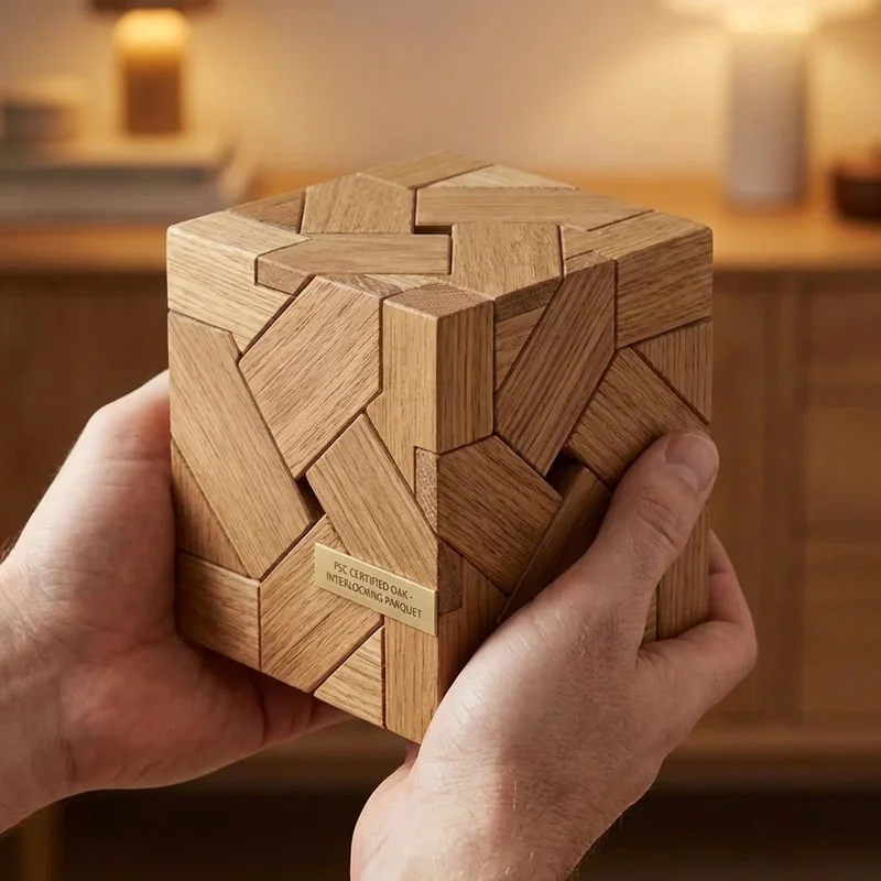 Oak Parquet Square Puzzle — Hard Interlocking Design - 4