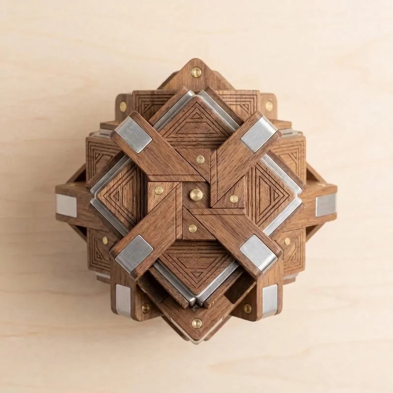 Walnut Square Tangram Fusion — Expert Multi-Layer Challenge - 2