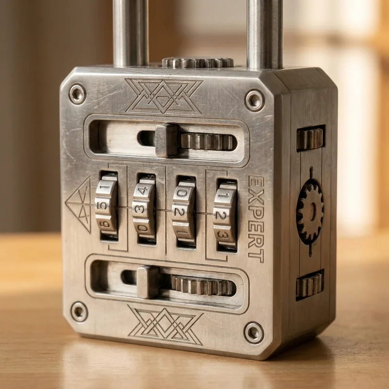 Steel Sequential Padlock Puzzle — Expert Multi-Step Lock - 3