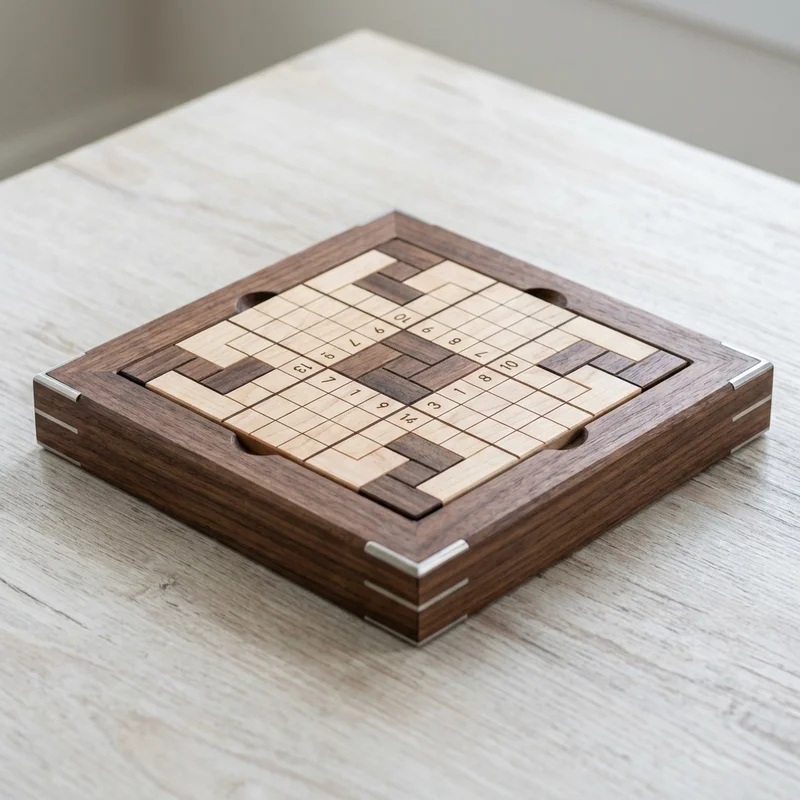 Wooden Logic Grid Board — Medium Strategy Puzzle Game - 1