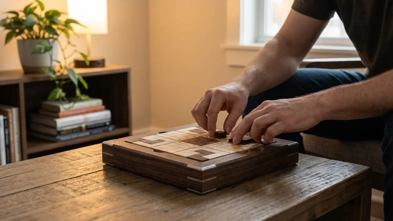 Wooden Logic Grid Board — Medium Strategy Puzzle Game - 5