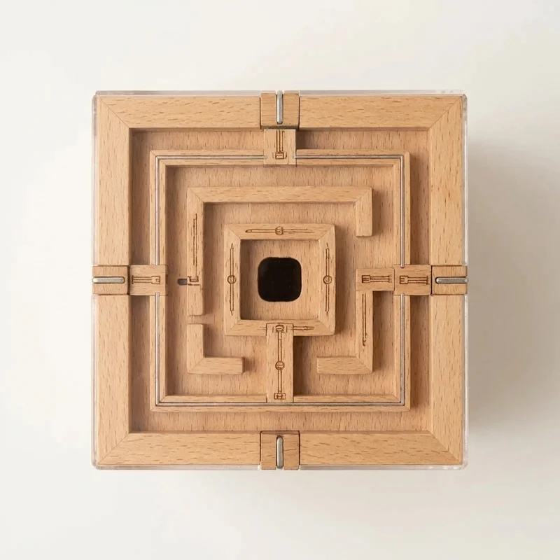 Wooden Sequential Maze Cube — Hard Multi-Layer Labyrinth - 2