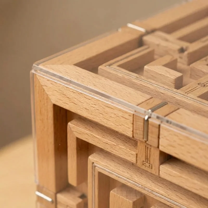 Wooden Sequential Maze Cube — Hard Multi-Layer Labyrinth - 3