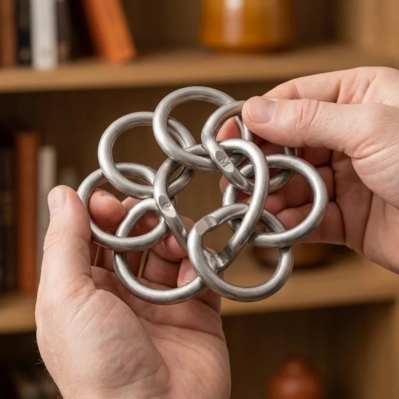 Metal Ring Chain Puzzle — Medium Separation Challenge - 4