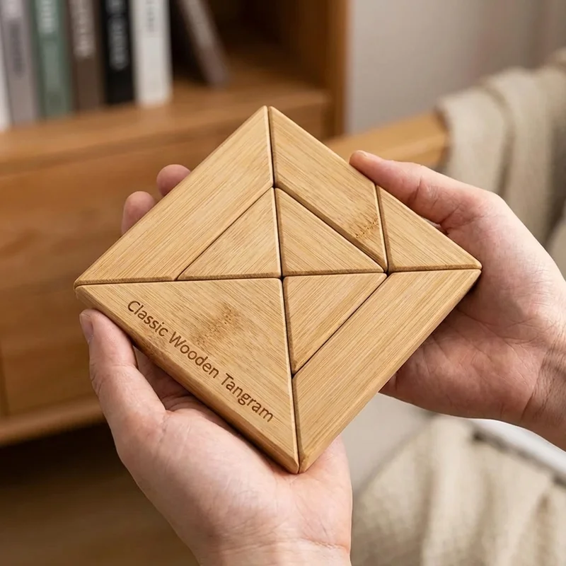 Classic Wooden Tangram — Sustainable 7-Piece Puzzle Set - 4