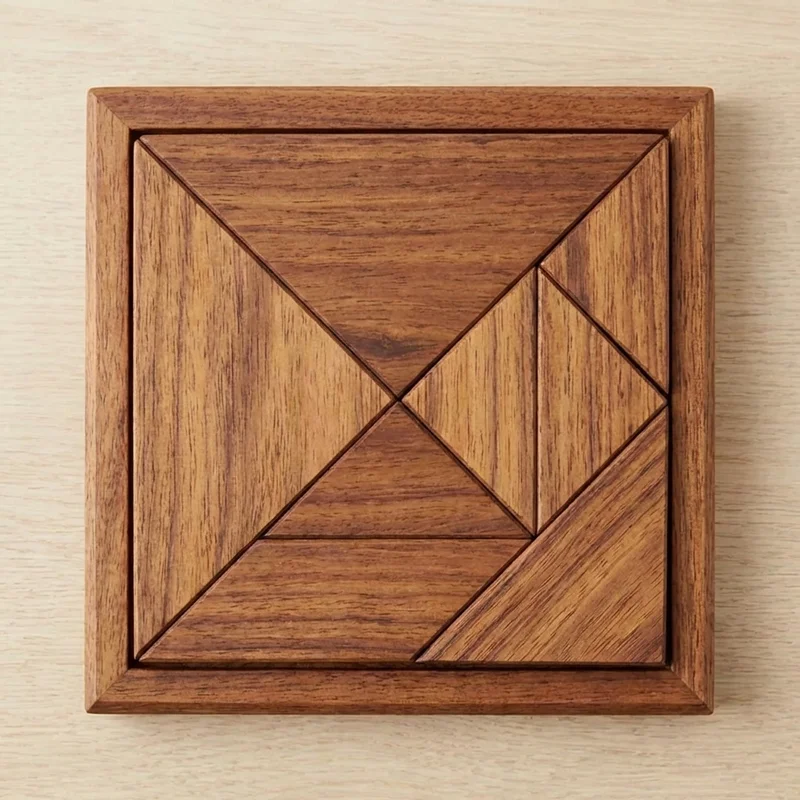 Tangram Deluxe Hardwood Set — Premium Rosewood Puzzle Board - 2