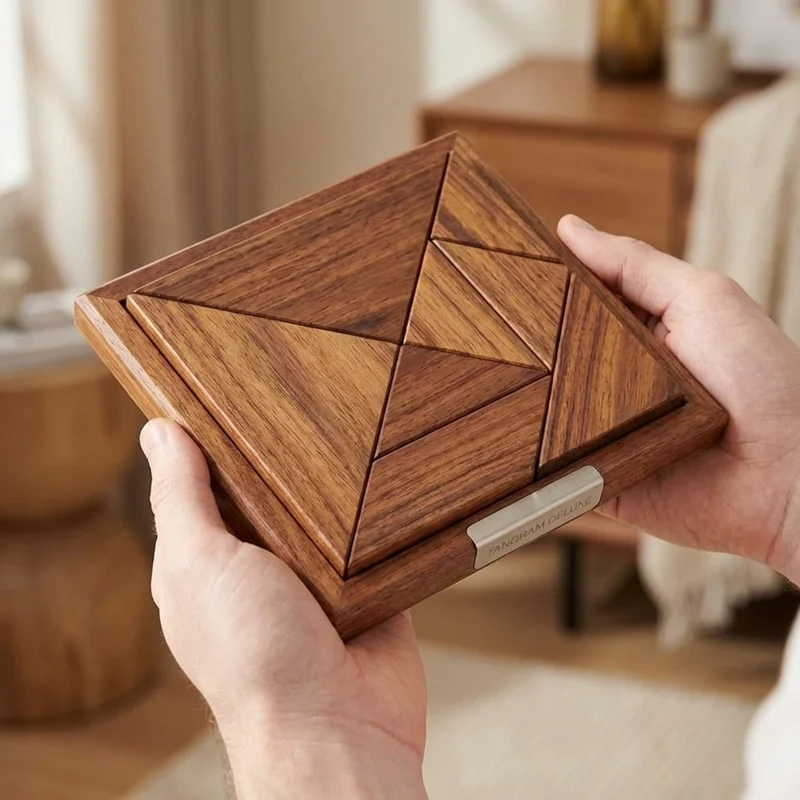 Tangram Deluxe Hardwood Set — Premium Rosewood Puzzle Board - 4