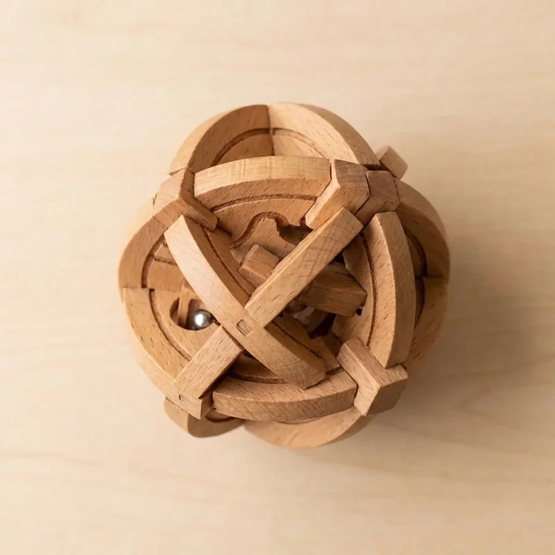 Wooden Ball Labyrinth Sphere — Hard Internal Maze Puzzle - 2