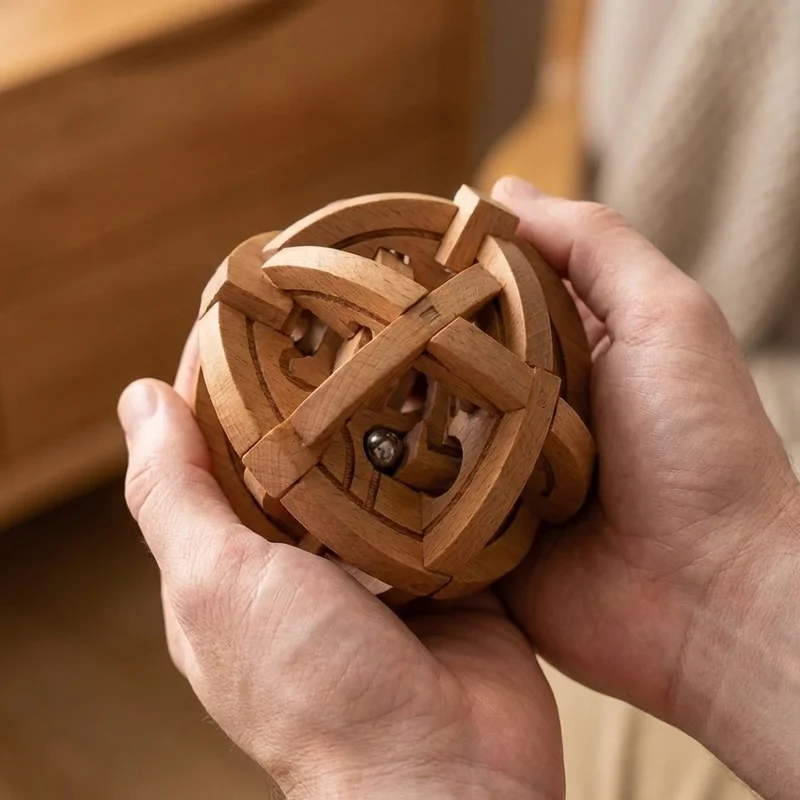 Wooden Ball Labyrinth Sphere — Hard Internal Maze Puzzle - 4