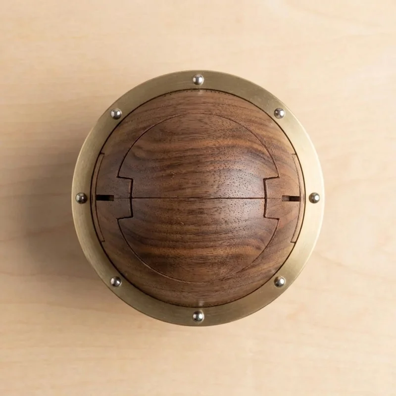 Wooden Ball Orbit Puzzle — Medium Rotating Sphere Challenge - 2