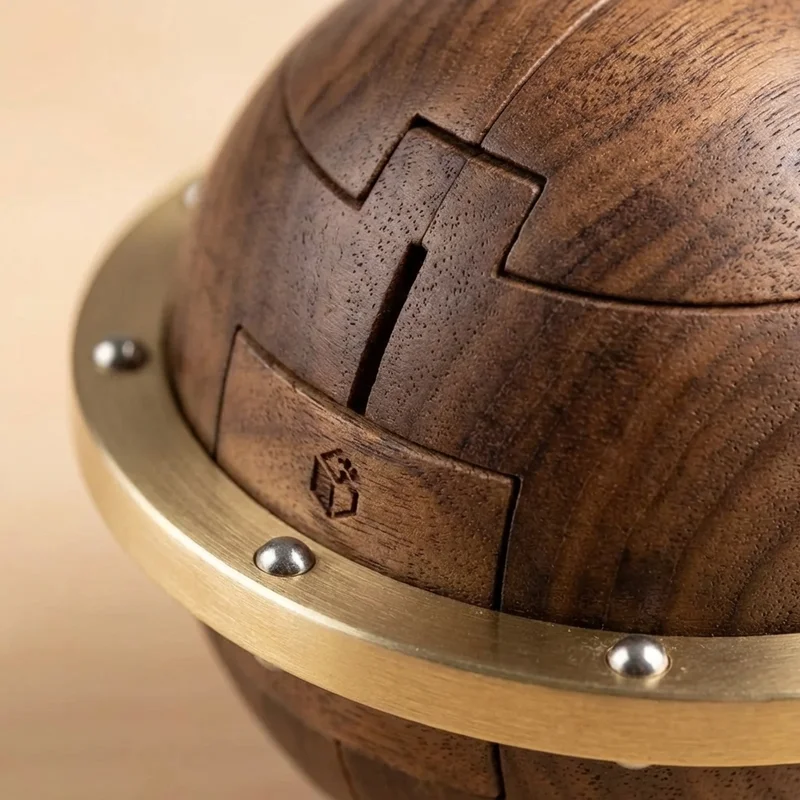 Wooden Ball Orbit Puzzle — Medium Rotating Sphere Challenge - 3