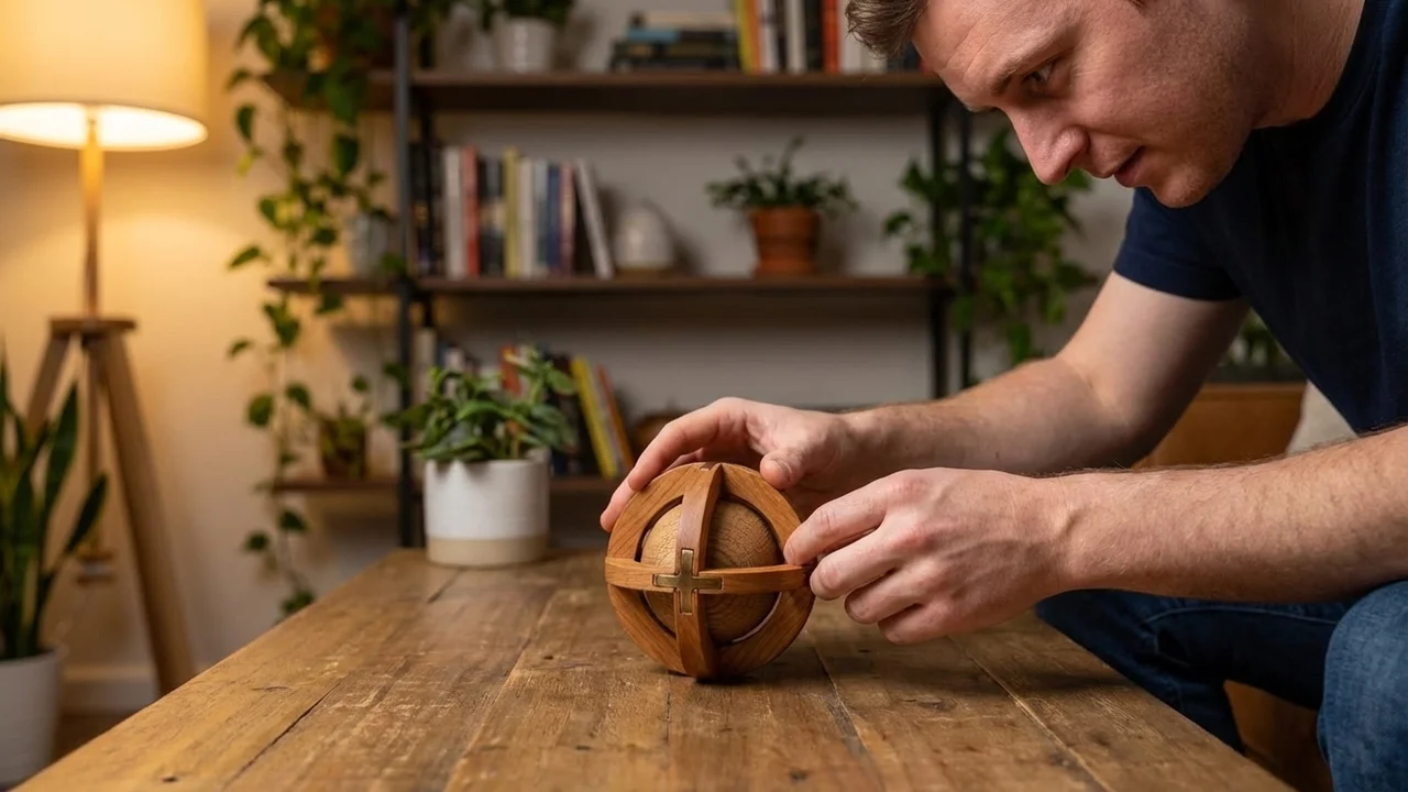 Wooden Ball Puzzle Cage — Expert Trapped-Sphere Disassembly - 5