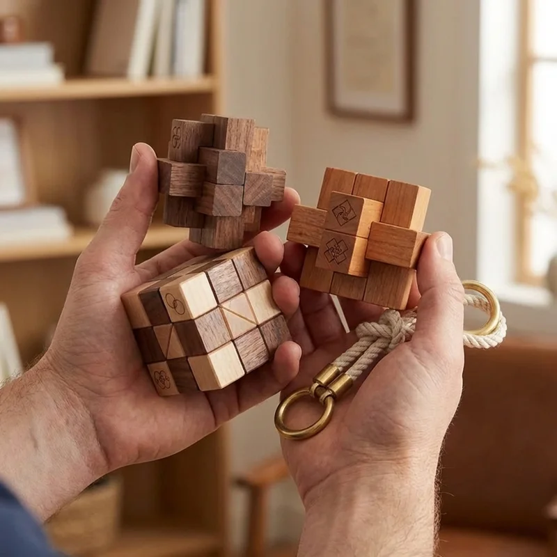Wooden Brain Teaser Gift Set — 4-Piece Classic Collection - 4