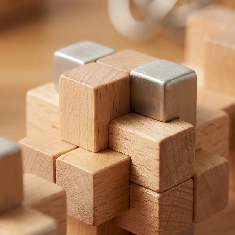 Wooden Puzzle Explorer Set — 6-Piece Mixed Difficulty Box - 3