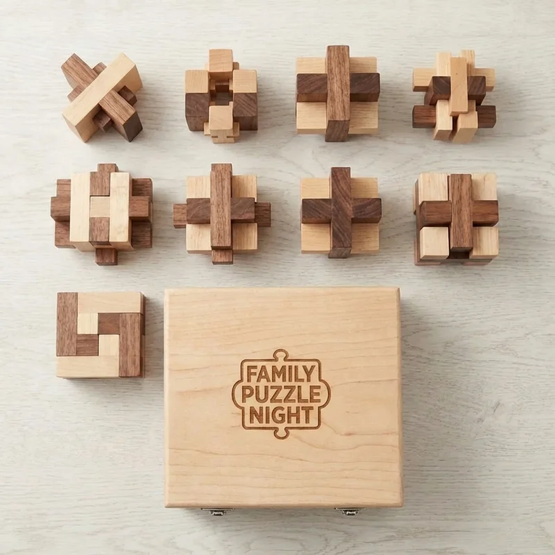 Wooden Puzzle Family Night Set — 8-Piece Party Collection - 2