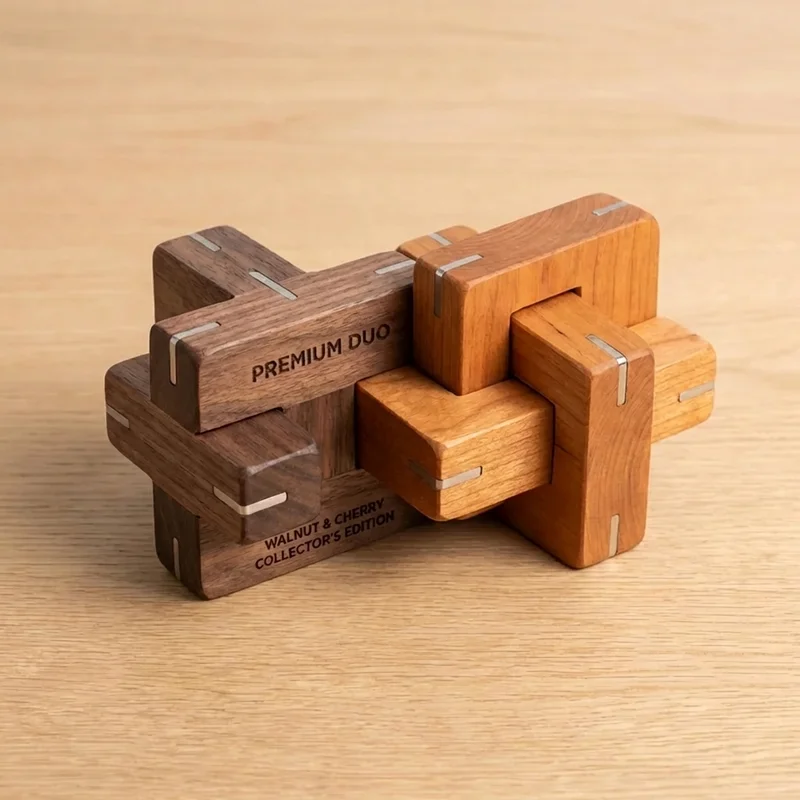 Wooden Puzzle Premium Duo — Walnut & Cherry Collector's Edition - 2