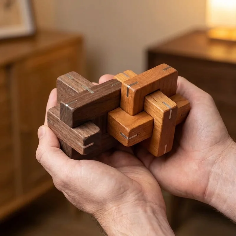 Wooden Puzzle Premium Duo — Walnut & Cherry Collector's Edition - 4
