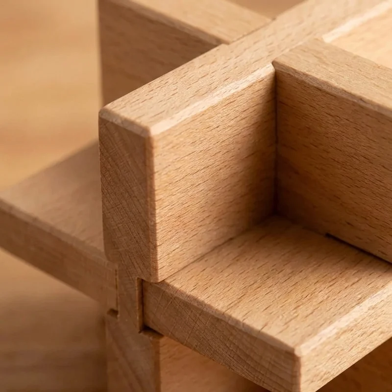 Wooden Interlocking Star Puzzle — Medium 6-Piece Challenge - 3