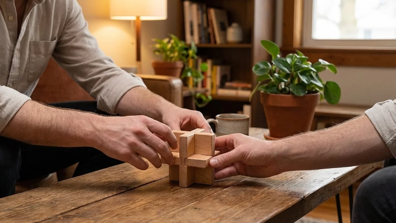 Wooden Interlocking Star Puzzle — Medium 6-Piece Challenge - 5
