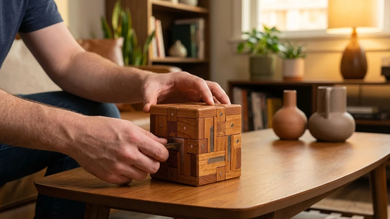 Wooden Triple-Lock Cube — Hard Multi-Mechanism Puzzle Box - 5