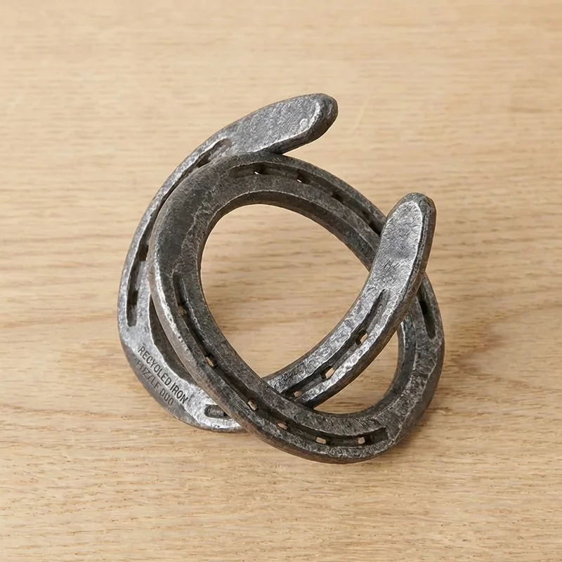 Forged Iron Twisted Horseshoe Duo — Hard Separation Puzzle - 2