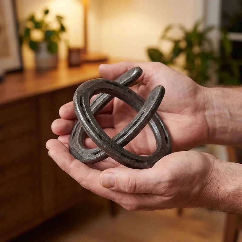 Forged Iron Twisted Horseshoe Duo — Hard Separation Puzzle - 4