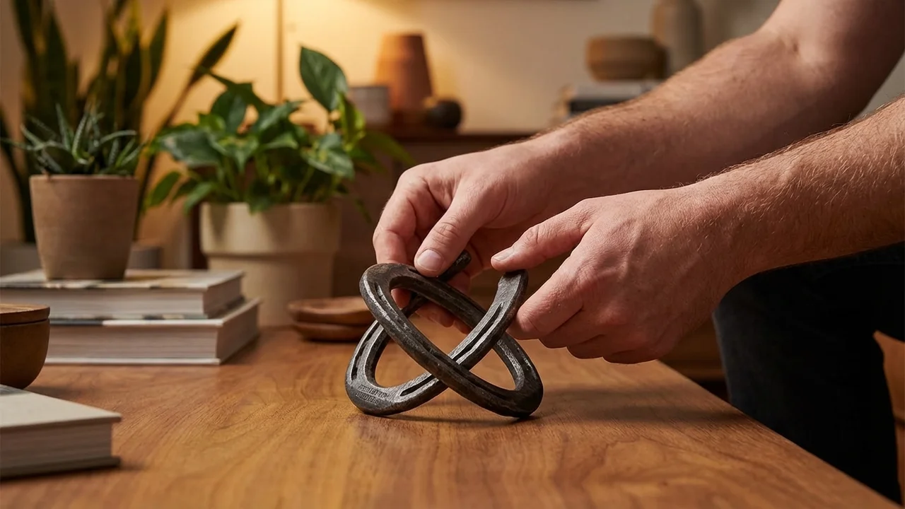 Forged Iron Twisted Horseshoe Duo — Hard Separation Puzzle - 5