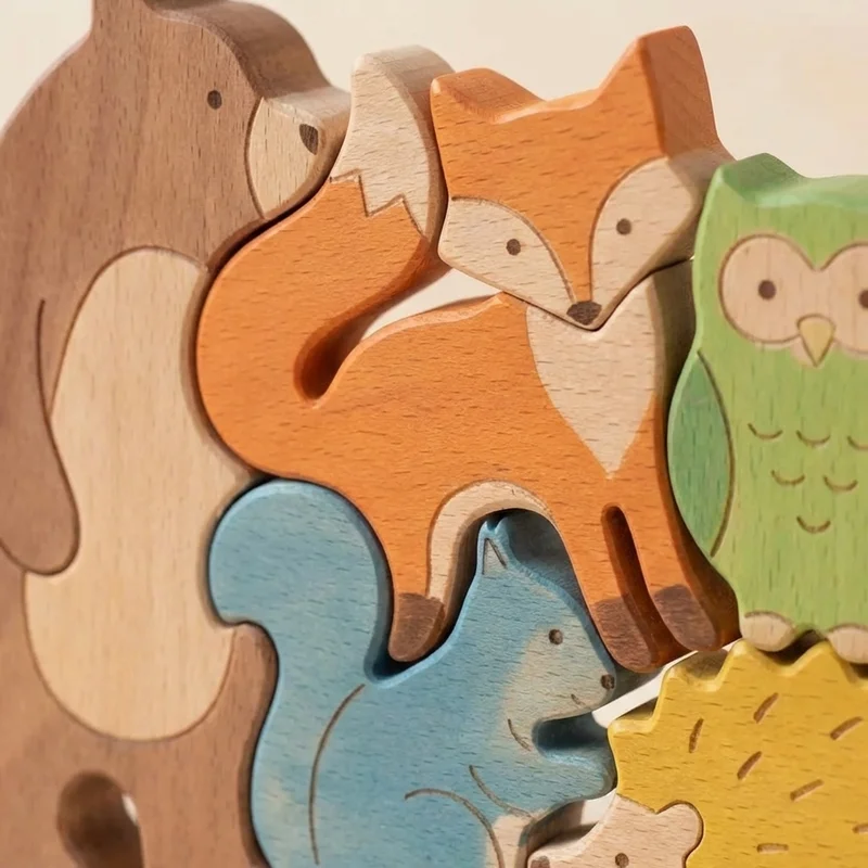 Wooden Animal Puzzle Set — Easy Colorful Forest Friends - 3