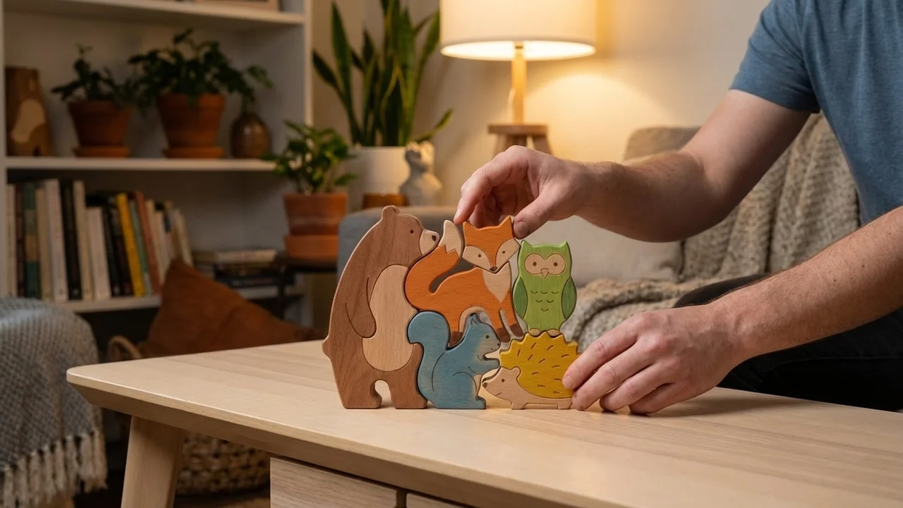 Wooden Animal Puzzle Set — Easy Colorful Forest Friends - 5