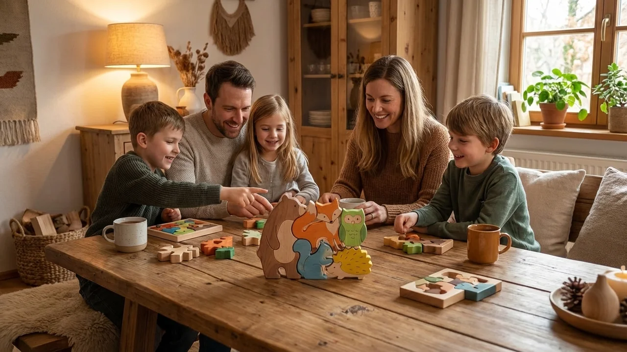 Wooden Animal Puzzle Set — Easy Colorful Forest Friends - 6