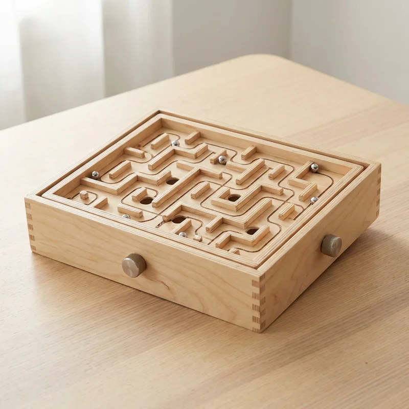 Wooden Maze Runner Board — Medium Tilting Labyrinth Game - 1