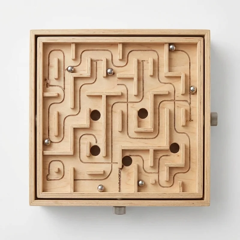Wooden Maze Runner Board — Medium Tilting Labyrinth Game - 2