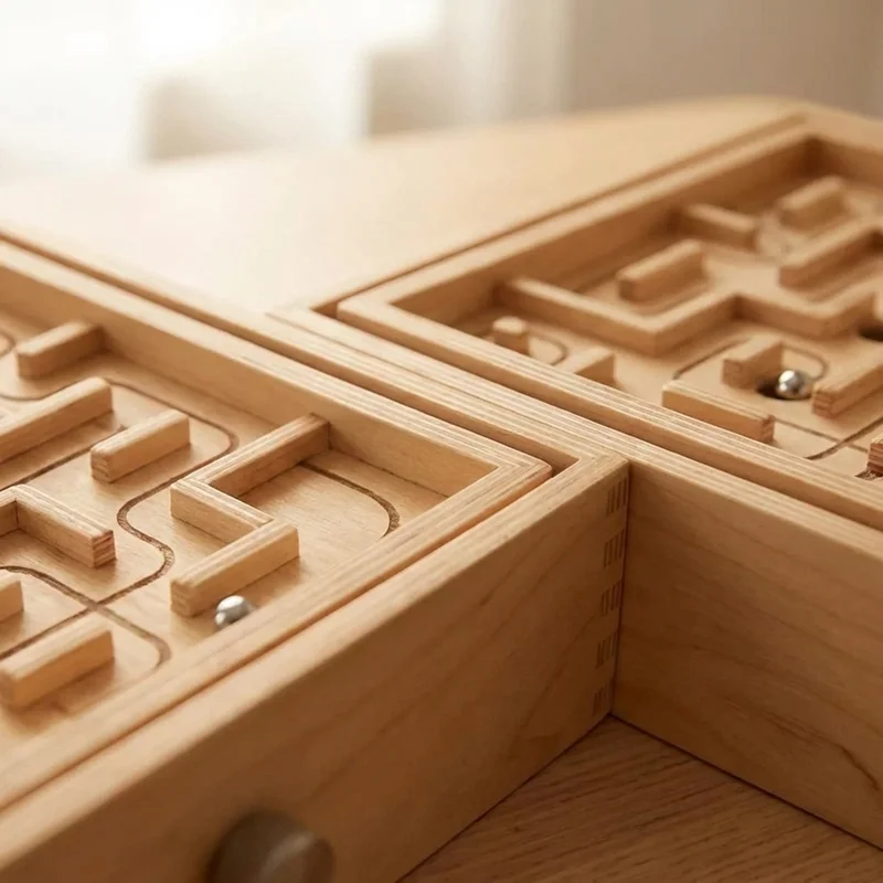 Wooden Maze Runner Board — Medium Tilting Labyrinth Game - 3