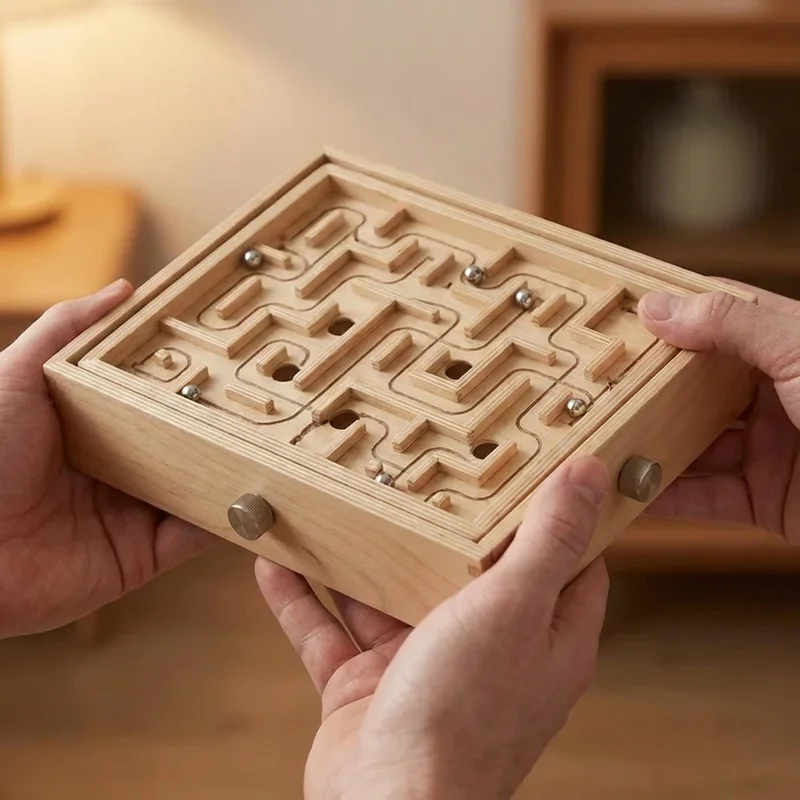 Wooden Maze Runner Board — Medium Tilting Labyrinth Game - 4