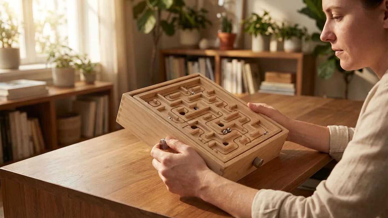 Wooden Maze Runner Board — Medium Tilting Labyrinth Game - 5