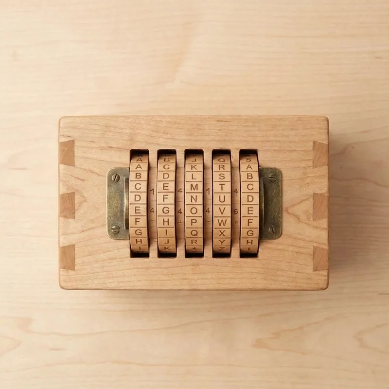 Wooden Secret Code Lockbox — Medium Letter-Dial Puzzle Safe - 2
