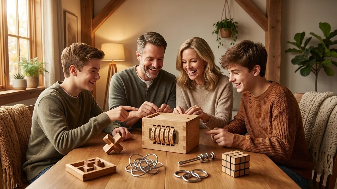 Wooden Secret Code Lockbox — Medium Letter-Dial Puzzle Safe - 6