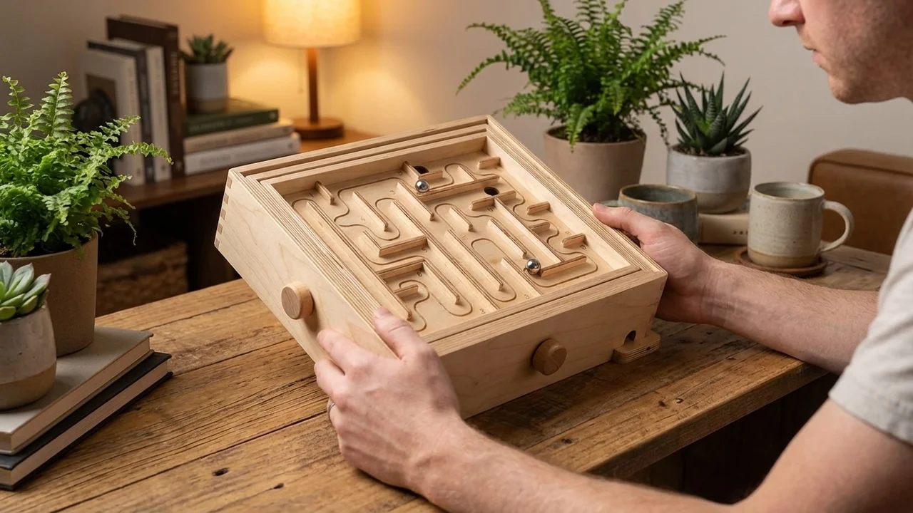 Wooden Tilt Labyrinth Board — Classic 3D Marble Maze - 5